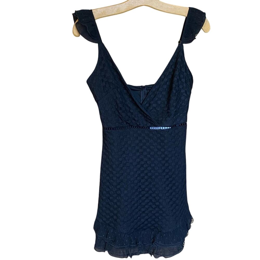 Selfie Leslie Textured short Black Dress medium lettuce edge NWT romantic